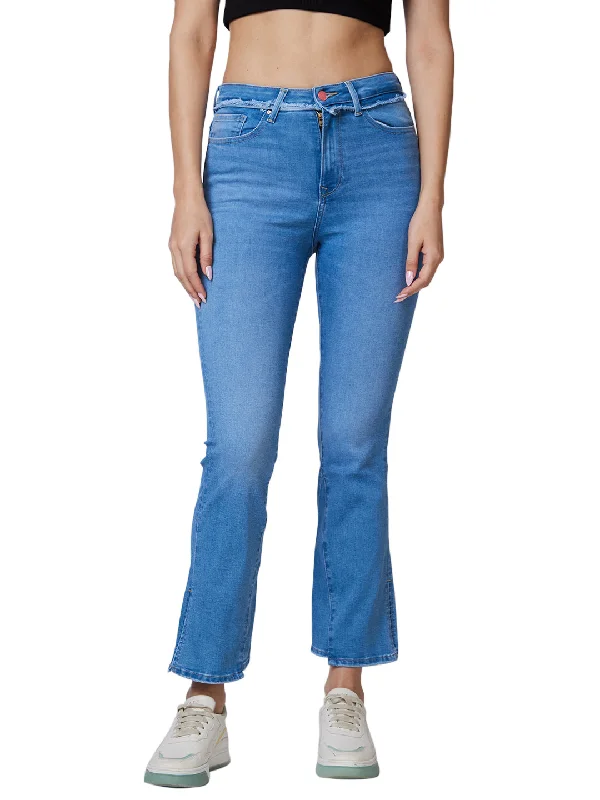 Spykar Mid Rise Bootcut Fit Blue Jeans For Women