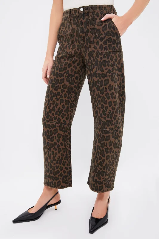 Dark Leopard Utility Soft Barrel Jean