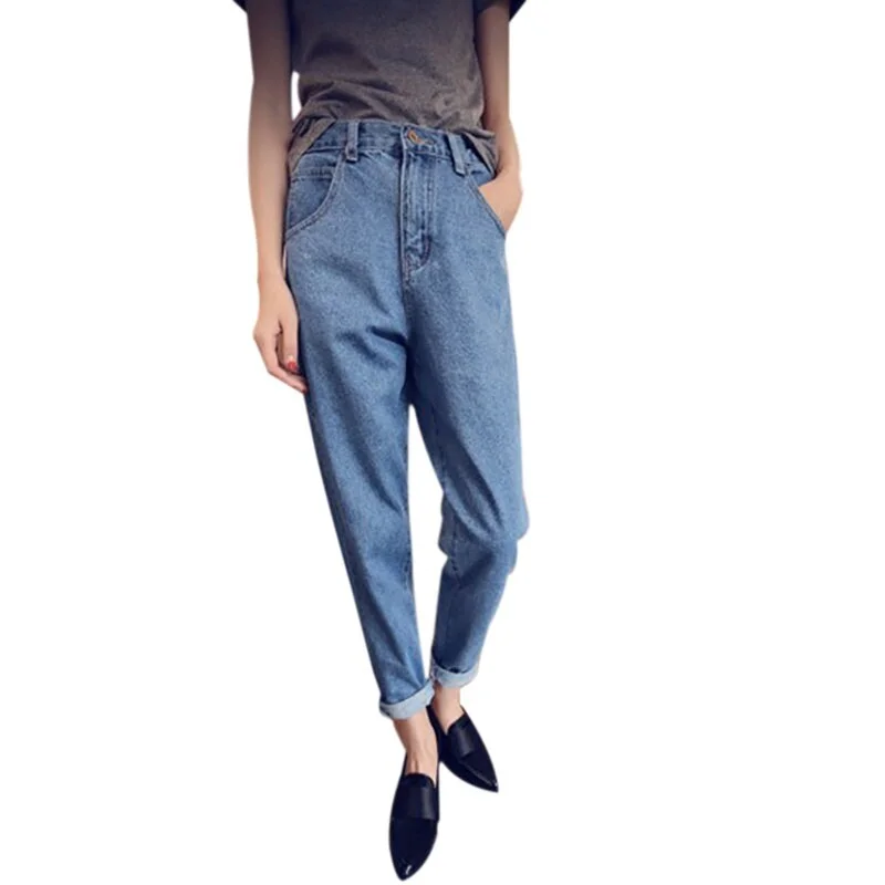 Zipper Harem Pants Jeans Women Loose Casual High Waist Cowboy Long Pants Denim Streetwear