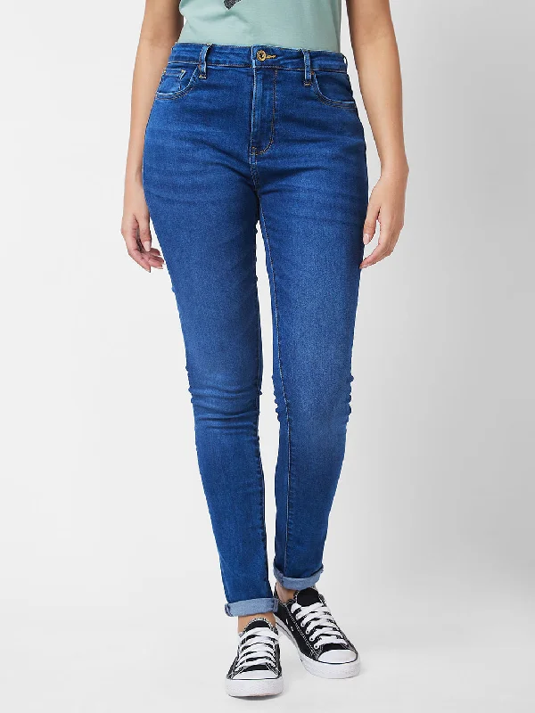 Spykar High Rise  Skinny Fit Blue Jeans For Women