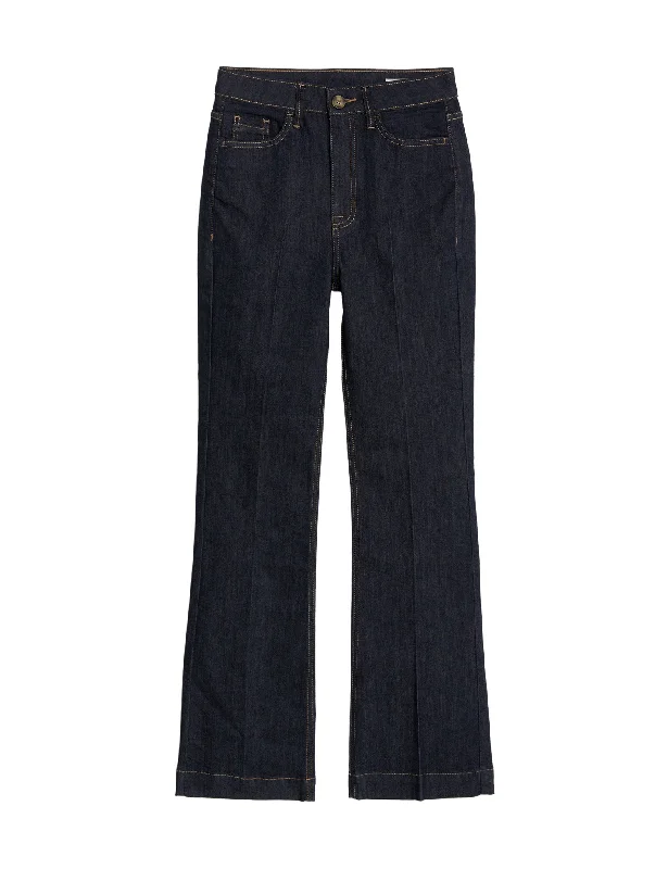 High Waisted Crease Front Flared Jeans