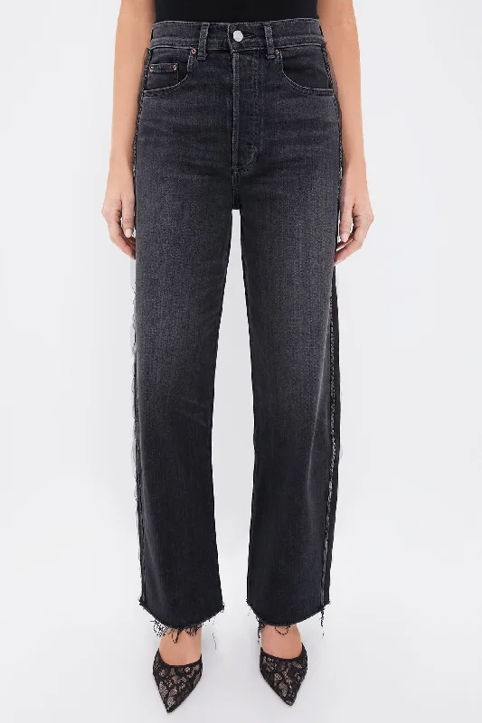 Vintage Charcoal Beaded Tux Stripe Nomad Jean