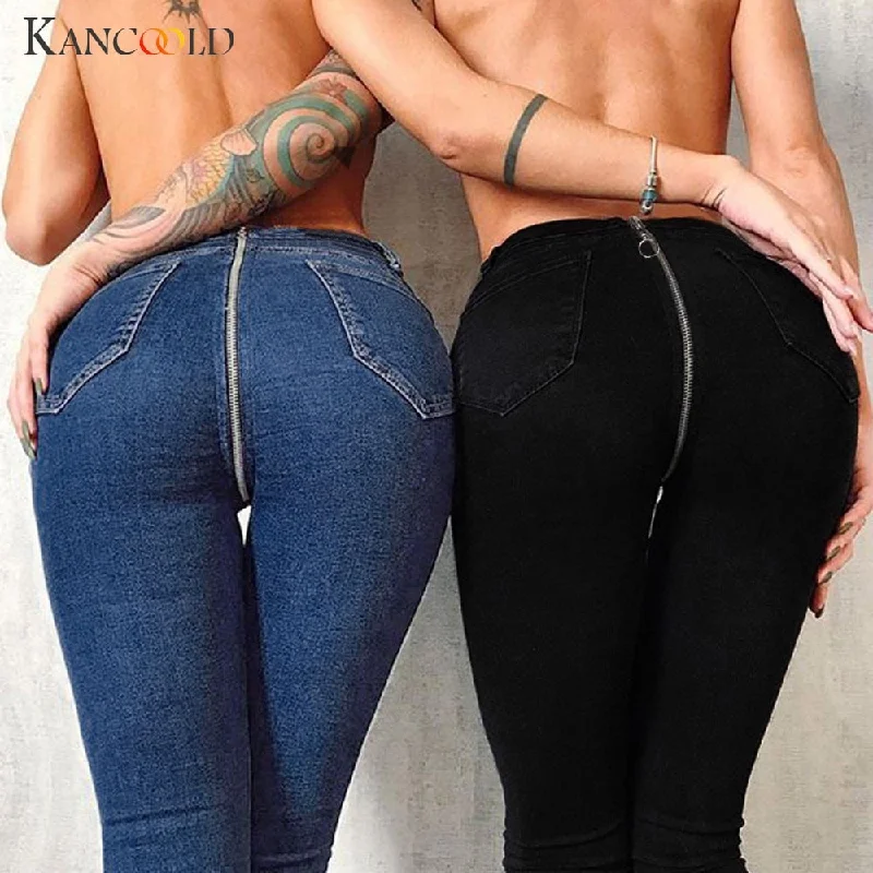 KANCOOLD jeans Women Back Zipper Pencil Stretch Denim Skinny Jeans Pants High Waist Trousers fashion jeans woman 2018Oct24