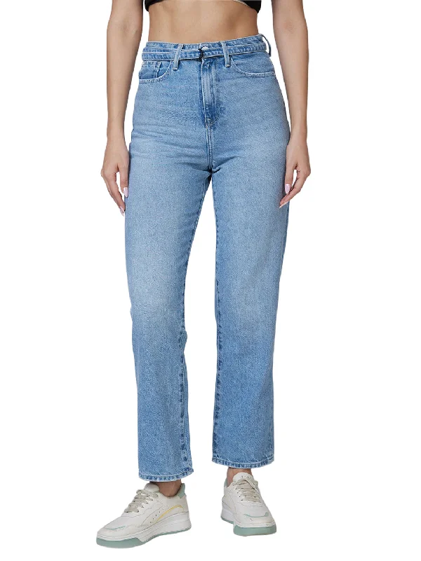 Spykar High Rise  Straight Fit Blue Jeans For Women