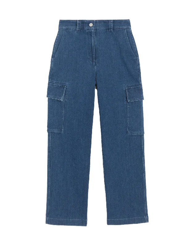 Italian Denim Cargo Straight Leg Jeans