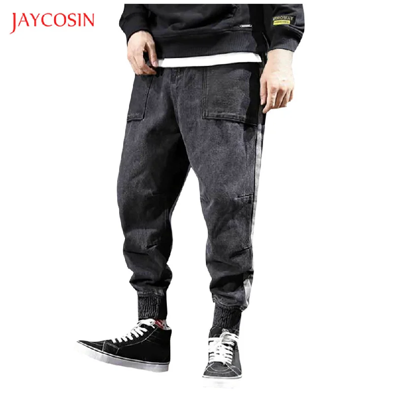 Jaycosin s Casual Loose Jeans Pants Japan Style Solid Black Washed Jeans  Pocket Pencil Pants Vintage Harem Jeans Pants