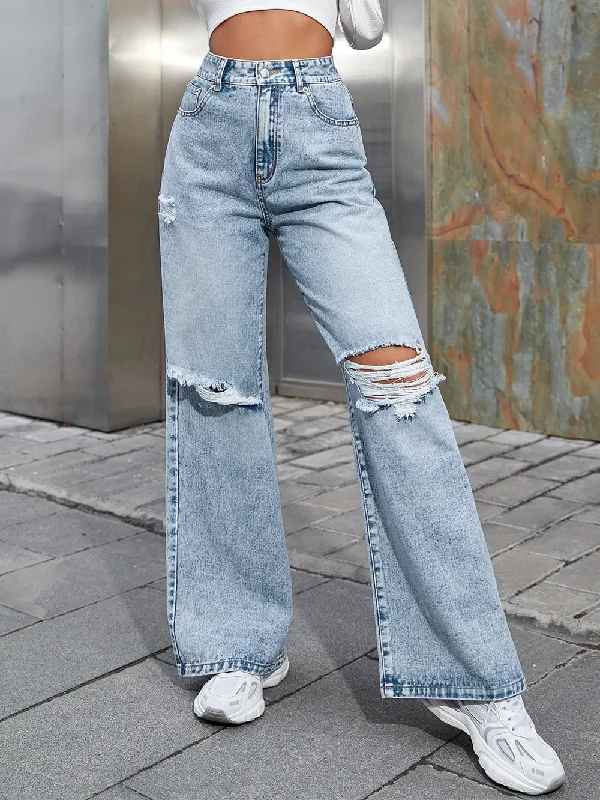 DressBetty - Ripped Baggy High Waist Jeans