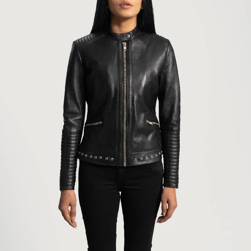 Haley Ray Black Leather Biker Jacket