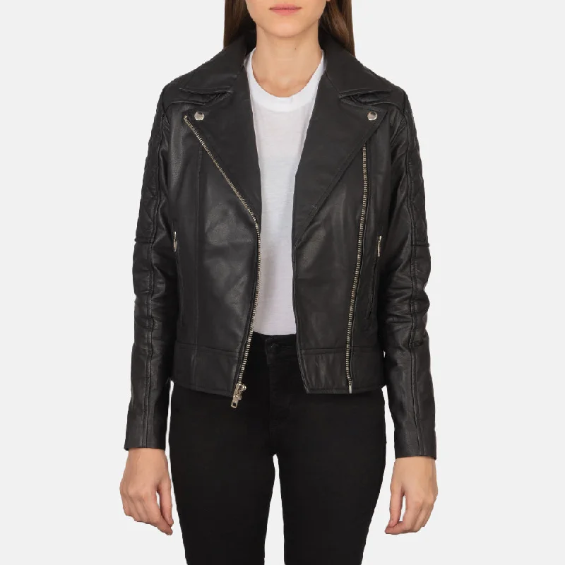 Carolyn Quilted Black Biker Jacket