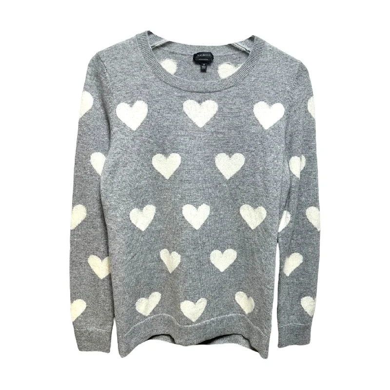 Heart Sweater Cashmere By Talbots In Grey & White, Size: S