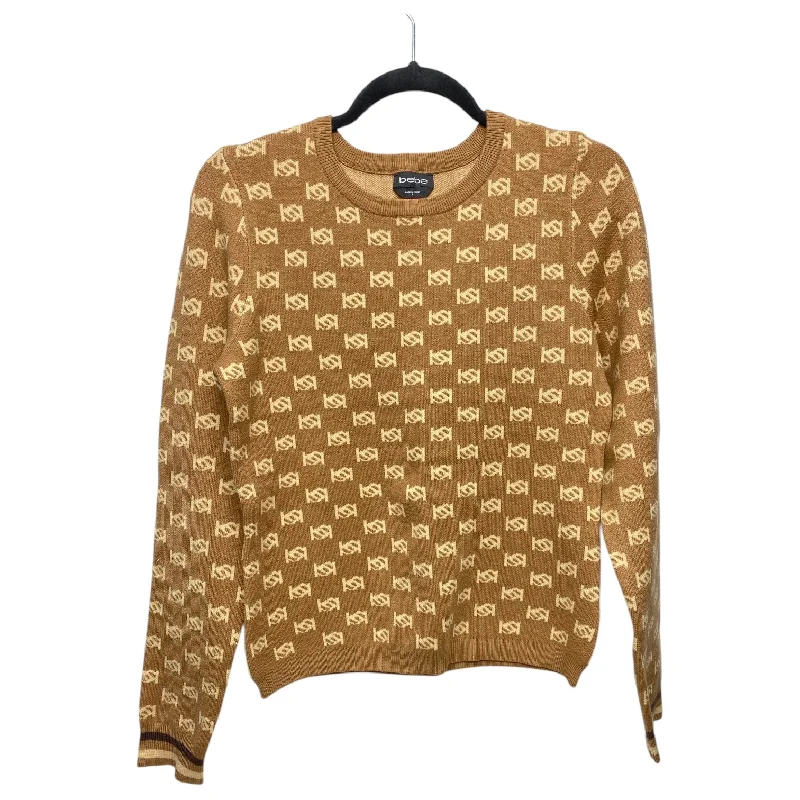 Sweater By Bebe In Brown & Cream, Size: L