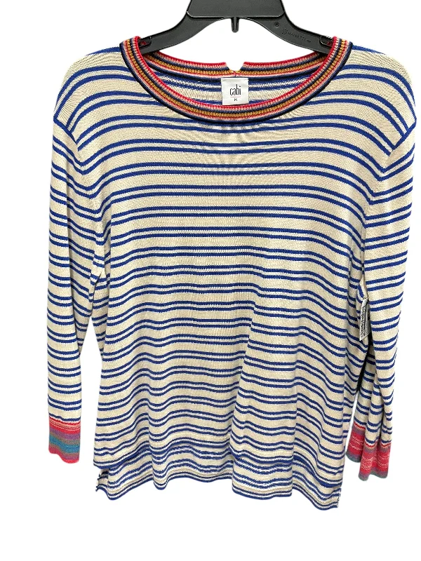 Sweater By Cabi In Blue & White, Size: M