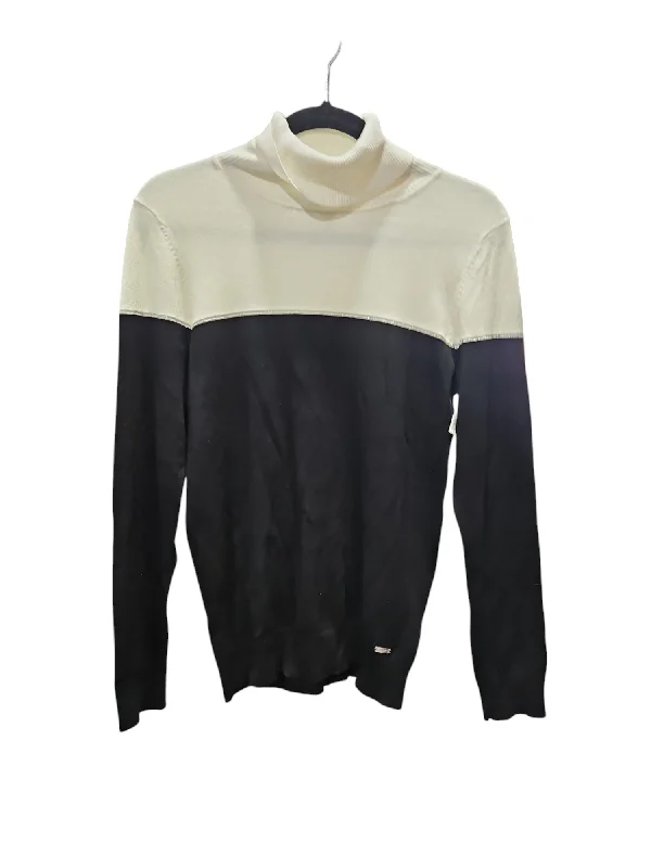 Sweater By Calvin Klein In Black & White, Size: M