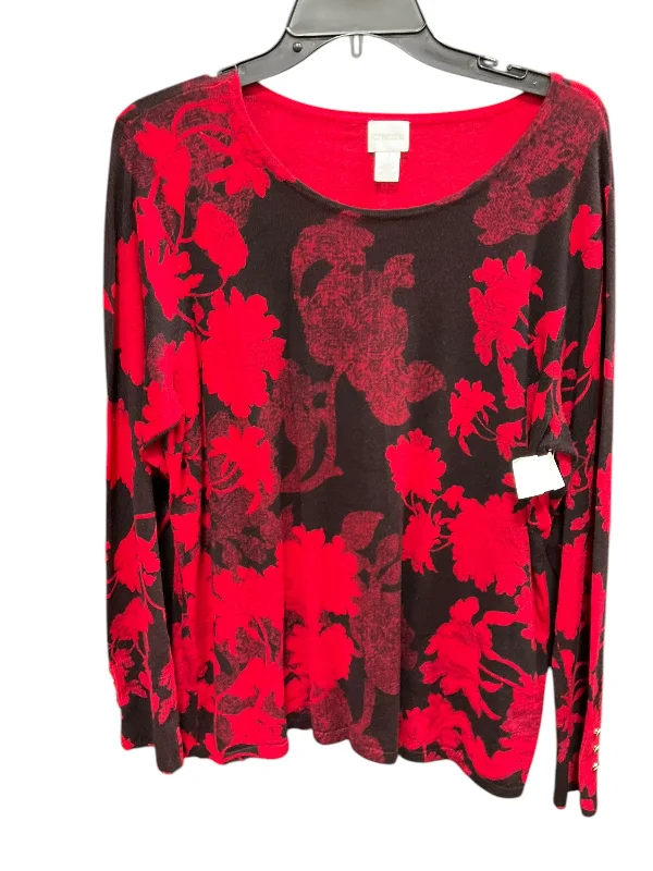 Sweater By Chicos In Black & Red, Size: L