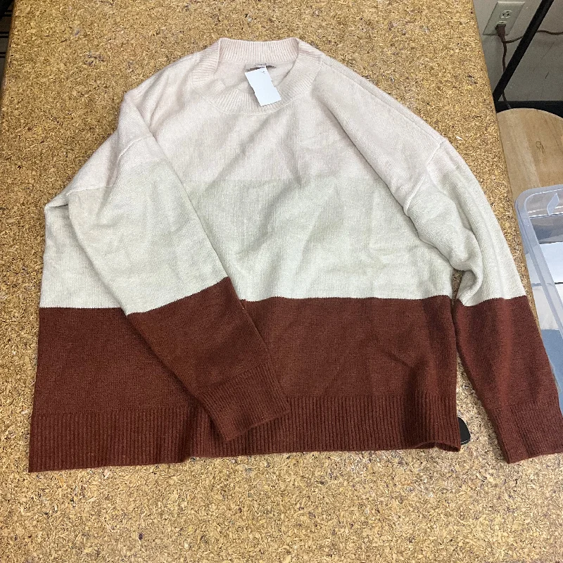 Sweater By Oggi In Brown & Cream, Size: M