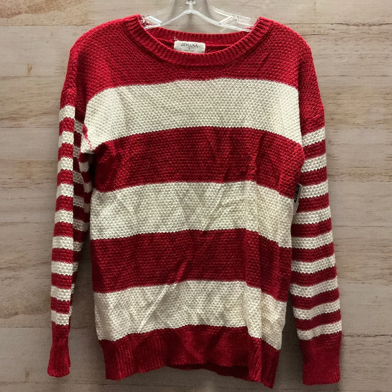 Sweater By Zenana Outfitters In Red & White, Size: S