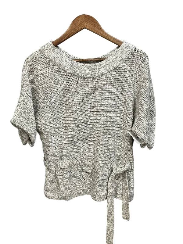 Sweater Short Sleeve By Elle In Grey & White, Size: Xs