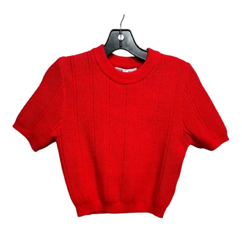 Sweater Short Sleeve By Zara In Red, Size: M