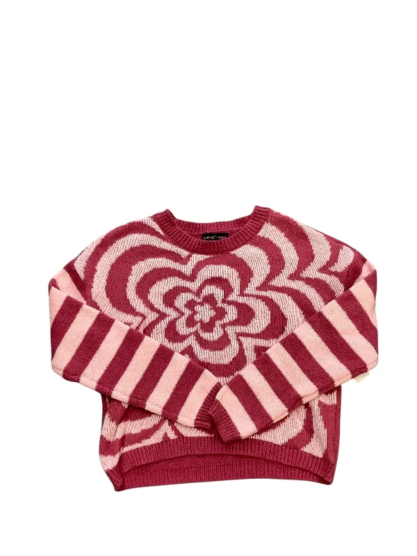 Sweater By Almost Famous In Pink & White, Size: L