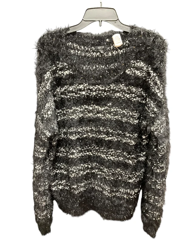 Sweater By Apt 9 In Black & White, Size: L