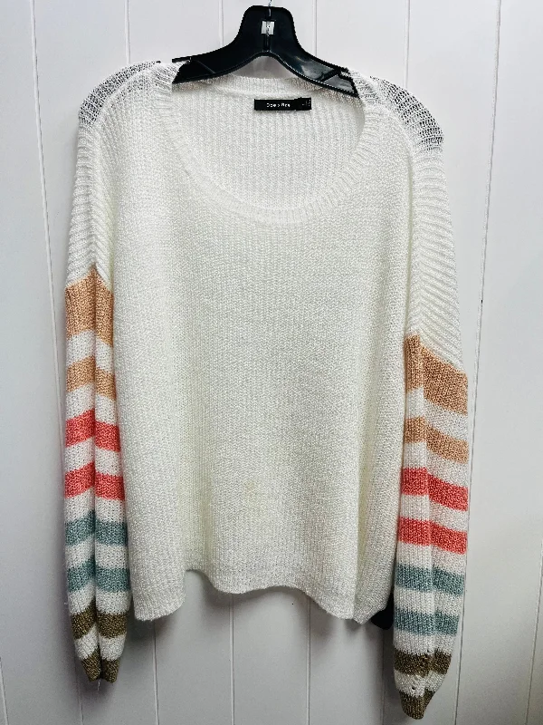 Sweater By Doe & Rae In White Pink, Size: L