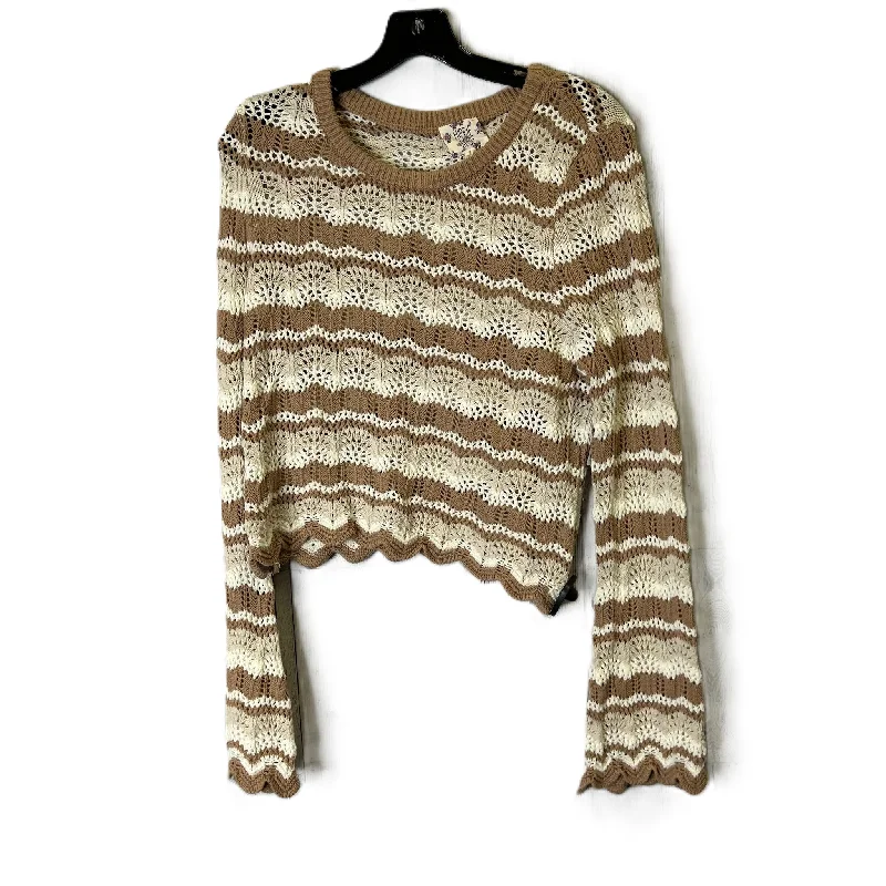 Sweater By Hippie Rose In Brown & Cream, Size: L