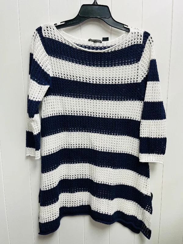 Sweater By Jeanne Pierre In Blue & White, Size: S