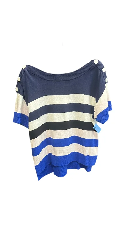 Sweater Short Sleeve By Cabi In Striped Pattern, Size: L