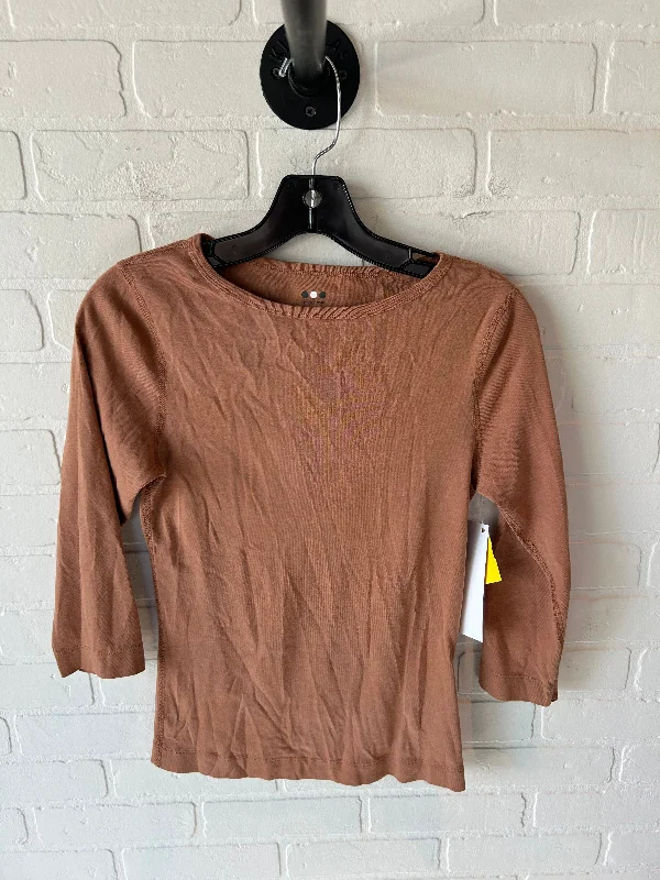 Top 3/4 Sleeve Basic By Three Dots In Tan, Size: M