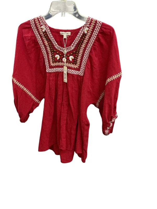 Top 3/4 Sleeve By Max Studio In Red, Size: S