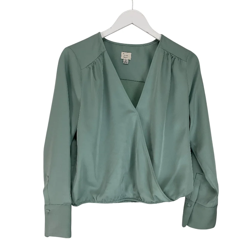 Top Long Sleeve Basic By A New Day In Green, Size: M