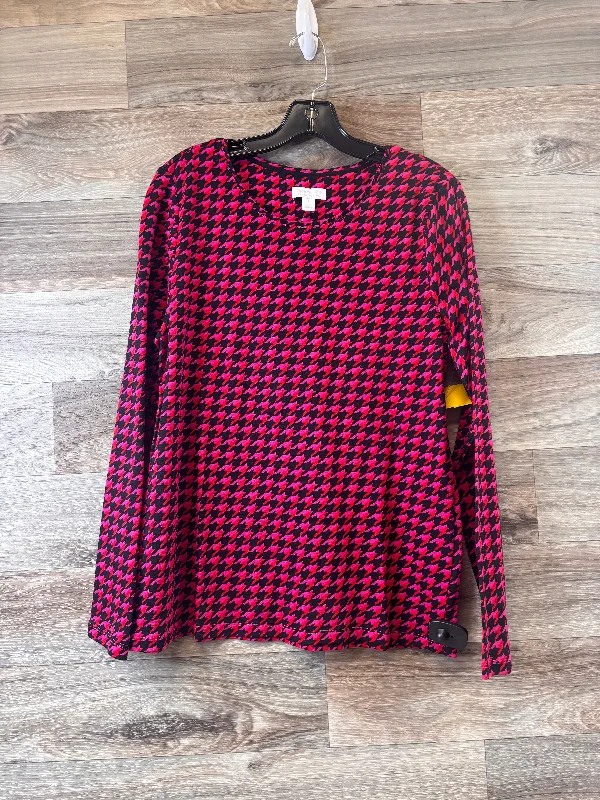 Top Long Sleeve Basic By Charter Club In Black & Pink, Size: L