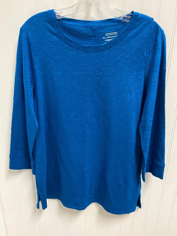 Top Long Sleeve Basic By Chicos In Blue, Size: S