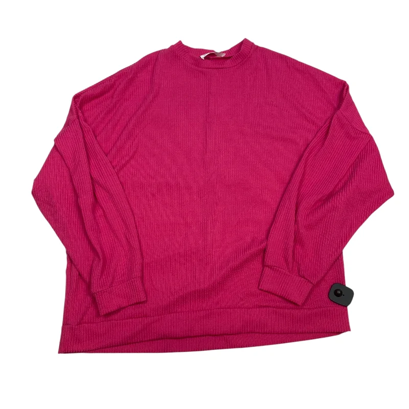 Top Long Sleeve Basic By Phierce Fashions In Pink, Size: M