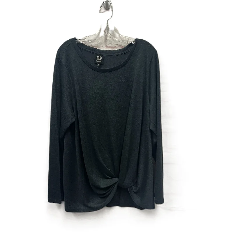 Top Long Sleeve By Bobeau In Grey, Size: 1x