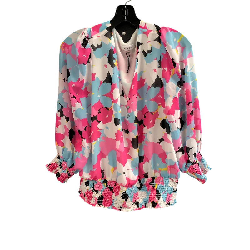 Top Long Sleeve By Calvin Klein In Floral Print, Size: M