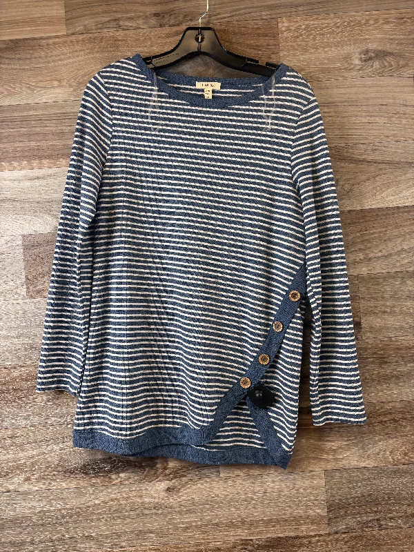 Top Long Sleeve By Clothes Mentor In Blue & White, Size: Sp