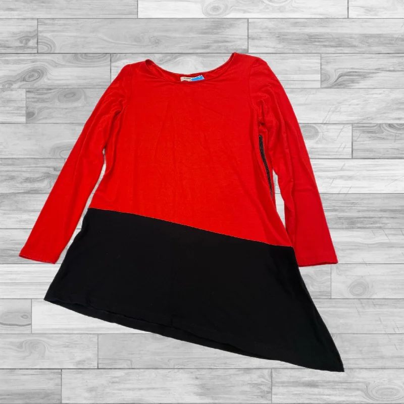 Top Long Sleeve By Cmc In Red Black, Size: M