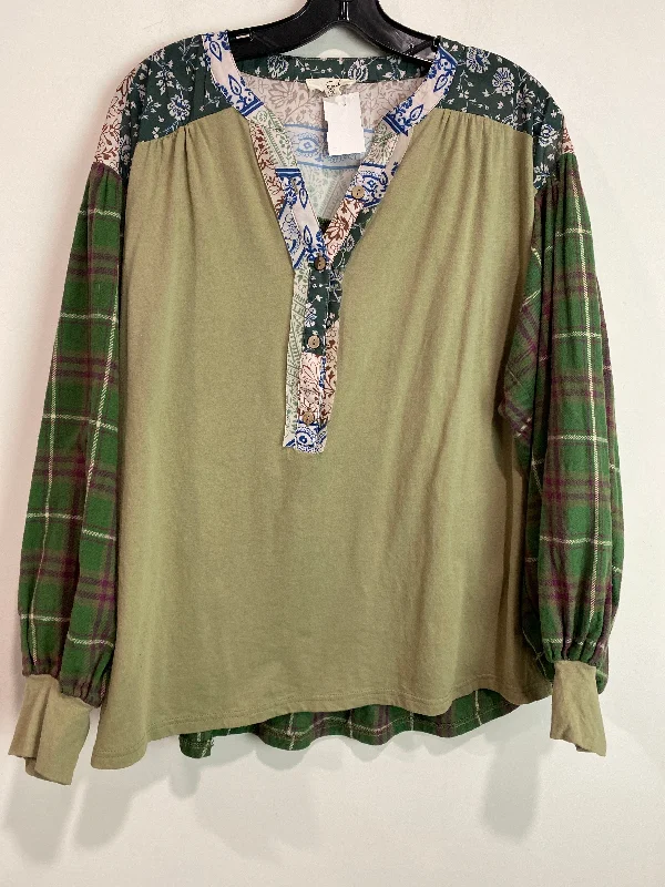 Top Long Sleeve By Easel In Green, Size: M