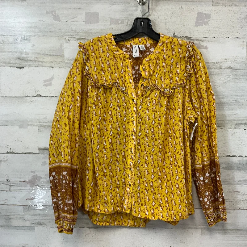 Top Long Sleeve By Joie In Yellow, Size: L