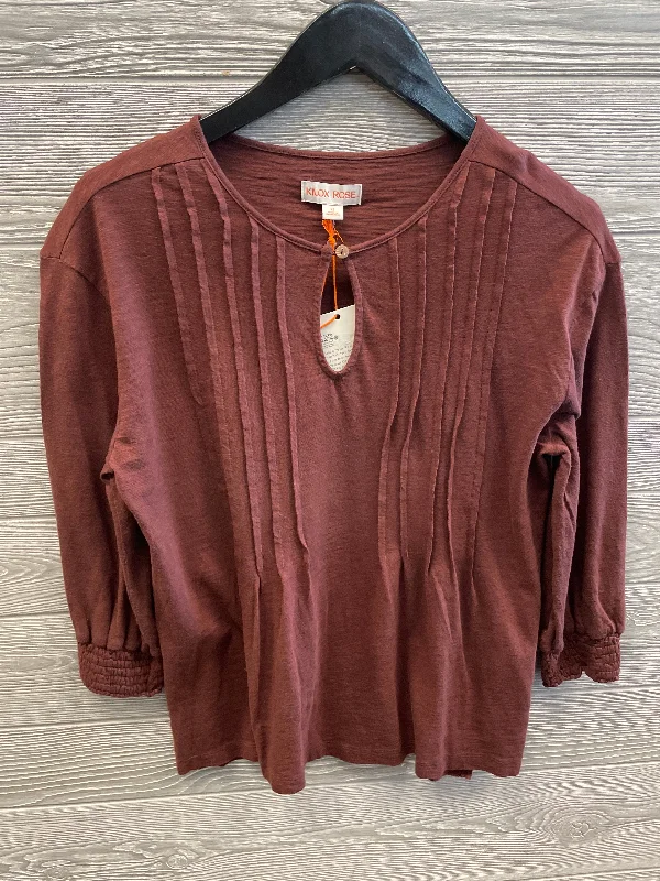 Top Long Sleeve By Knox Rose In Brown, Size: Xs