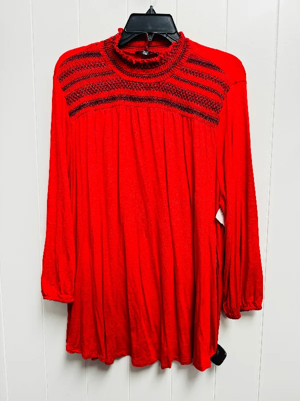 Top Long Sleeve By Lane Bryant In Red, Size: 18