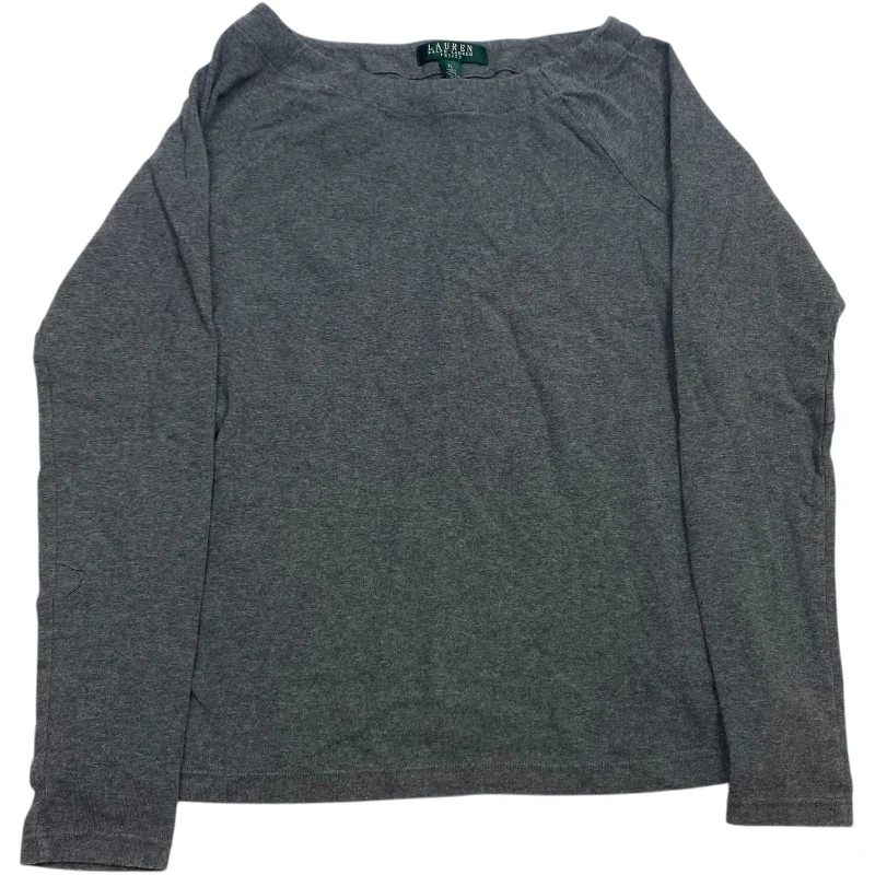 Top Long Sleeve By Lauren By Ralph Lauren In Grey, Size: Lp