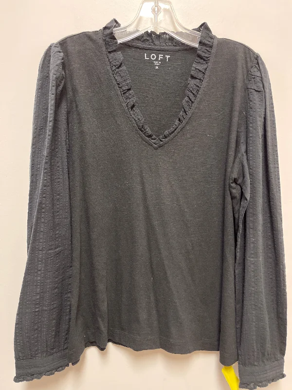 Top Long Sleeve By Loft In Black, Size: M