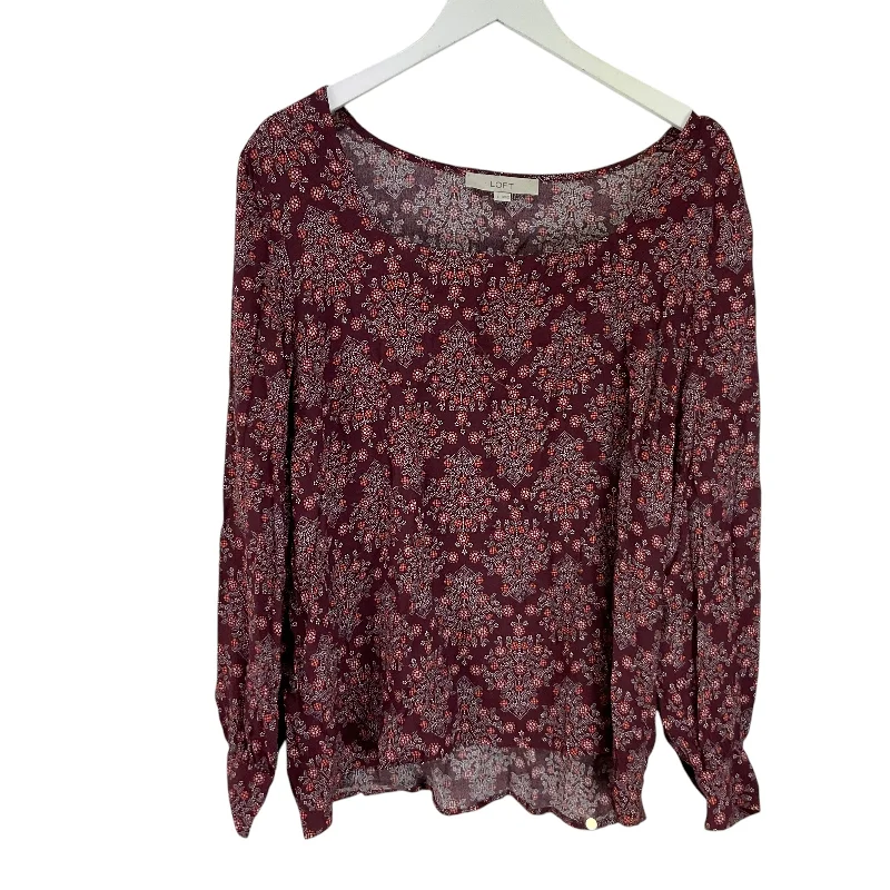 Top Long Sleeve By Loft In Red, Size: L