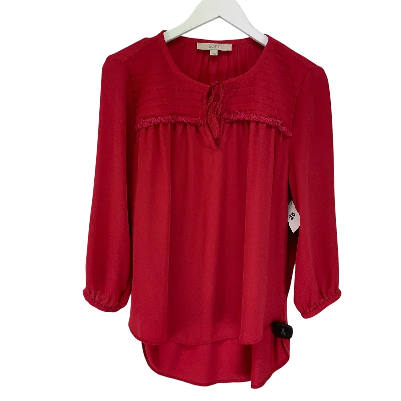 Top Long Sleeve By Loft In Red, Size: M