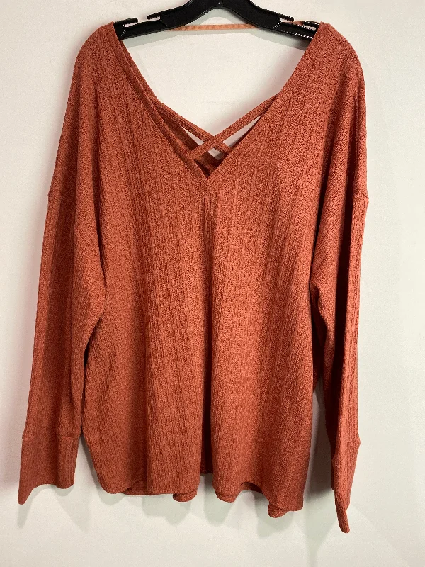 Top Long Sleeve By Loveriche In Brown, Size: 3x