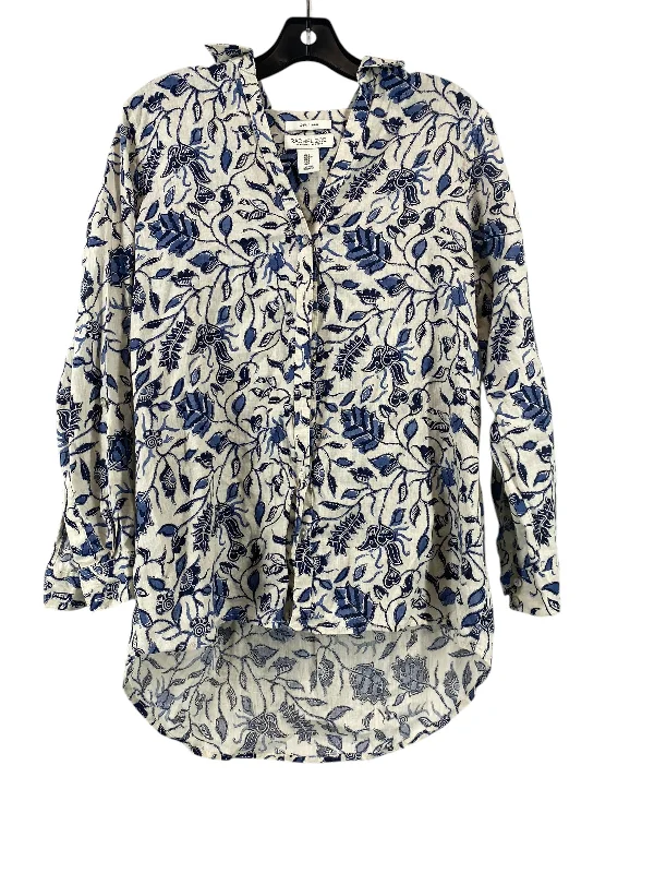 Top Long Sleeve By Rachel Zoe In Blue & Cream, Size: S