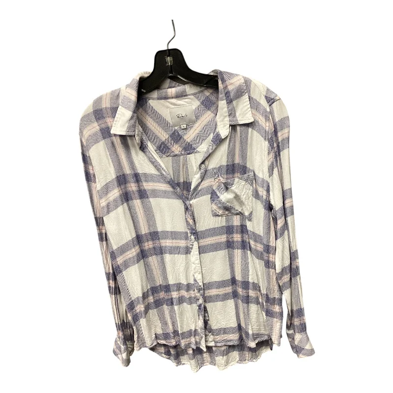 Top Long Sleeve By Rails In Plaid Pattern, Size: L