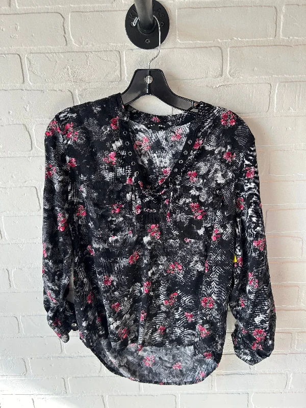 Top Long Sleeve By Rock And Republic In Black & Pink, Size: Xs